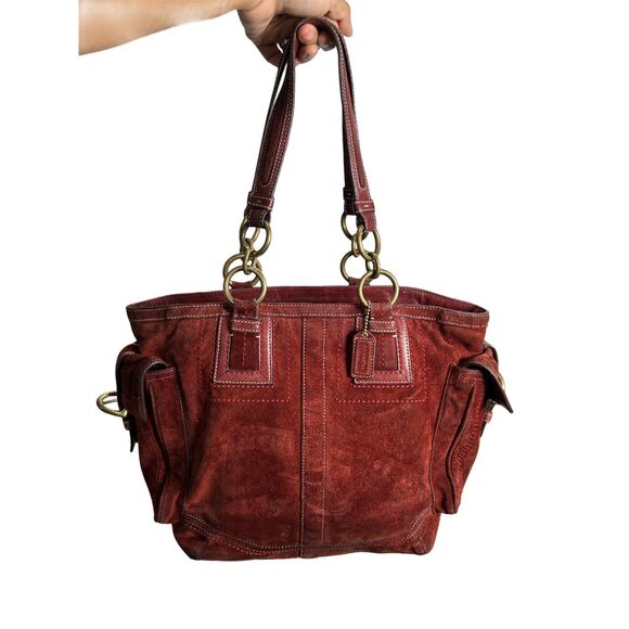 Vintage Coach Soho Suede Multi-Pocket Satchel Bag Red 10084